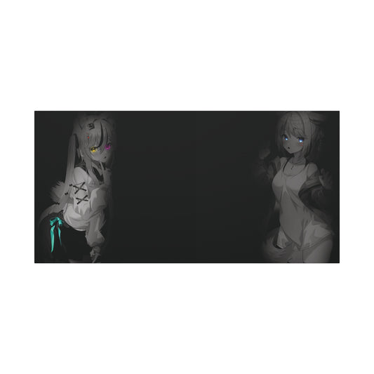 Dark Aesthetic Anime Waifu Wall Art – Dual Character Canvas Print for Otaku Bedroom & Gamer Room Decor