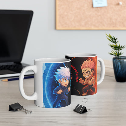 Chibi Anime Fight Mug – Limitless vs. Malevolence | Epic Energy Clash Cup